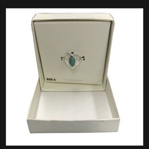 Ring turquoise sterling Sz 8 beautiful‎ heart